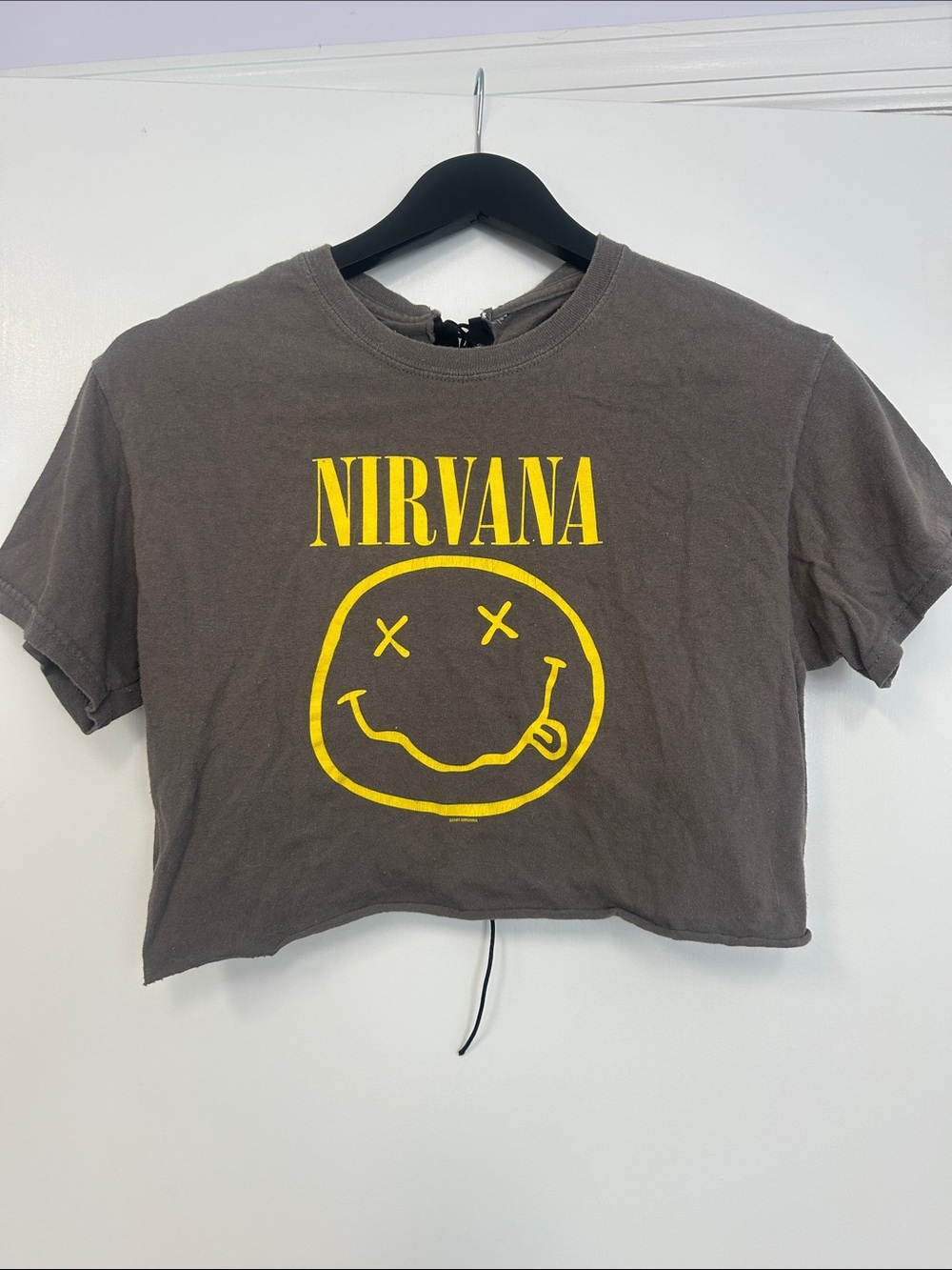 NIRVANA Charcoal Crop with string up back